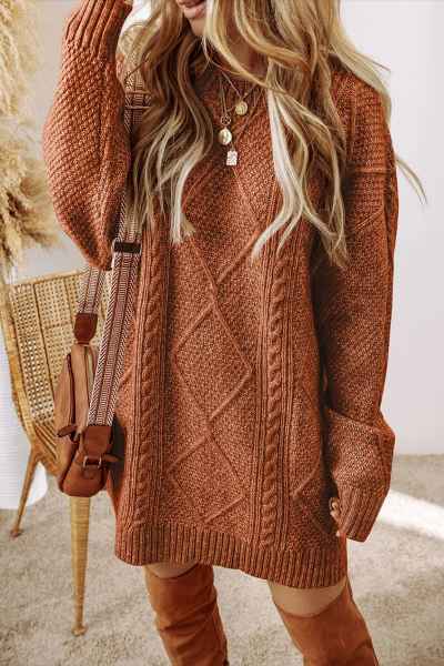 SWEATER DRESS CABLE KNIT