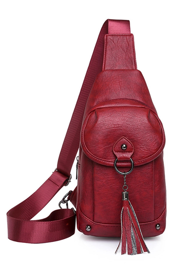 SLING VEGAN FRIENDLY BAGS:  BLACK, BROWN AND RED
